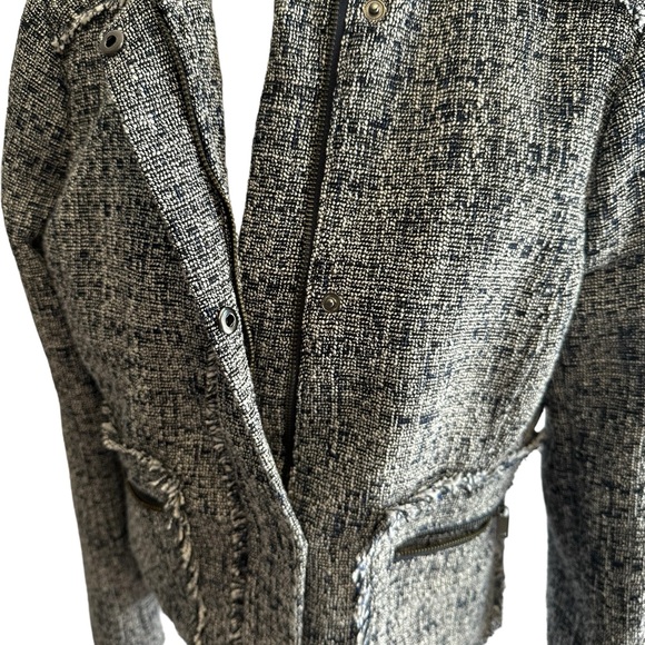 BANANA REPUBLIC ZIPPER TWEED BLAZER JACKED,FRINGE,VINTAGE EXPIRED,NEUTRAL - Picture 5 of 10